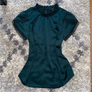 J.Crew Emerald Green Ruffle Neck Blouse  XXS NEW